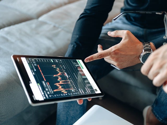 financial dashboard showing stock market charts and portfolio growth analytics