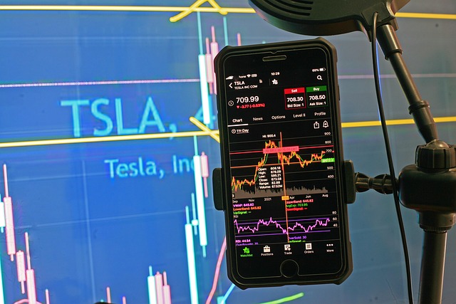 candlestick chart patterns on trading screen showing stock price movements